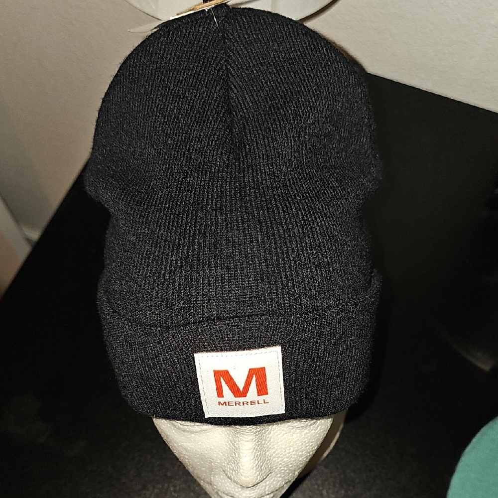 Merrell Black Knit Hat with Logo